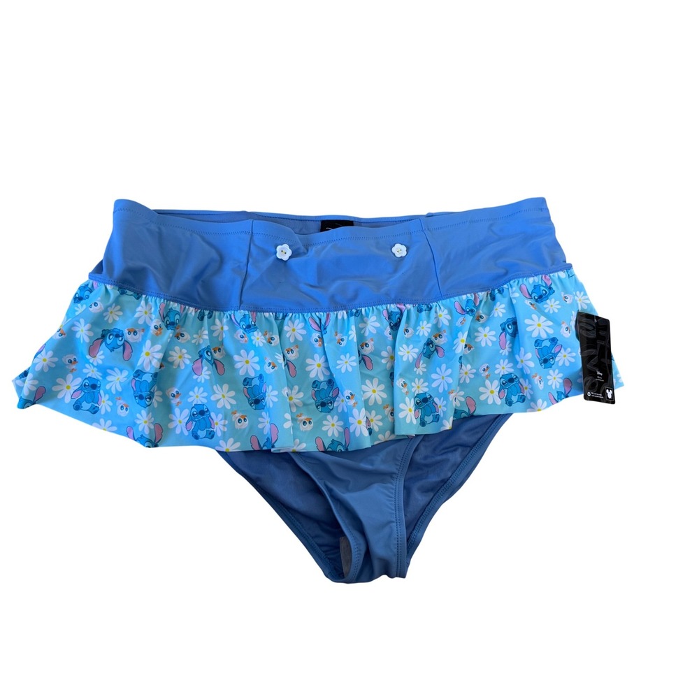 NWT Disney Hot Topic Lilo & Stitch Blue Daisy Ruffle Skirt Swim Bottoms Plus 3
